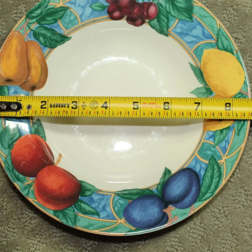 4 Set Victoria Beale Casual Forbidden Fruit Flat Rimmed Soup Pasta Salad Bowls